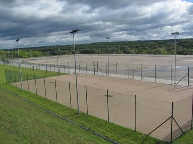 Stadiums, sports grounds, tennis courts fencing