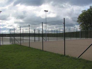Stadiums, sports grounds, tennis courts fencing