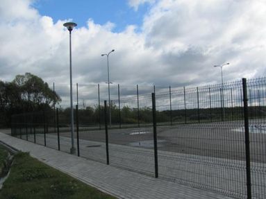 Stadiums, sports grounds, tennis courts fencing